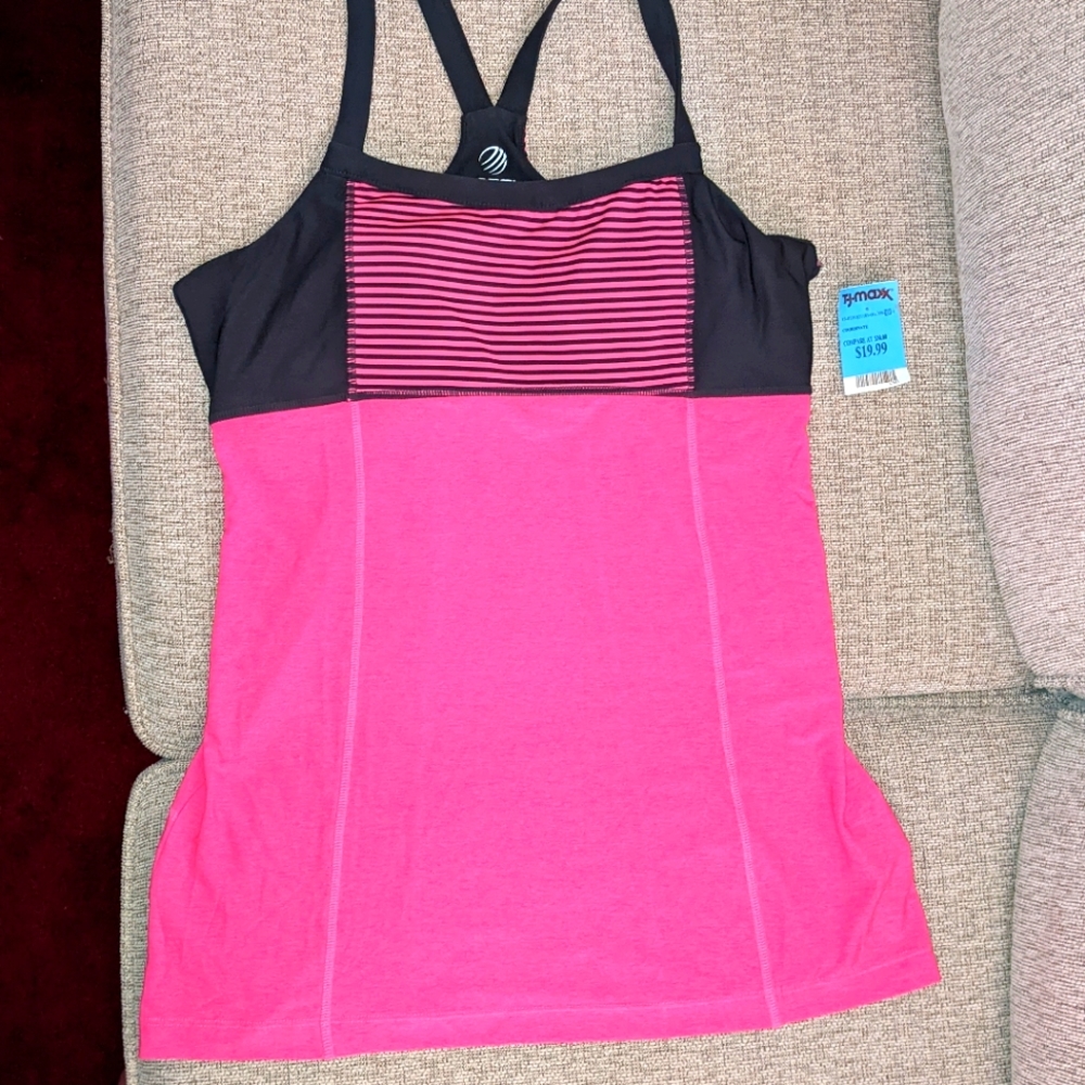 Pink and Black with built in Bra Tank Top